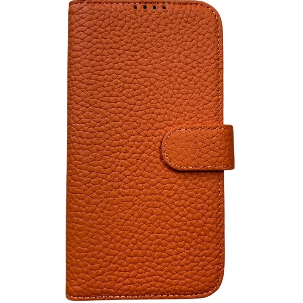 Orange Pebbled Faux Leather‎ Wallet Phone Case Folio Credit Card ID Holder